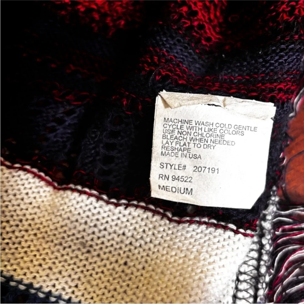 Say What? Black, Cream, and Red Striped light Cardigan size Medium - Picture 5 of 6